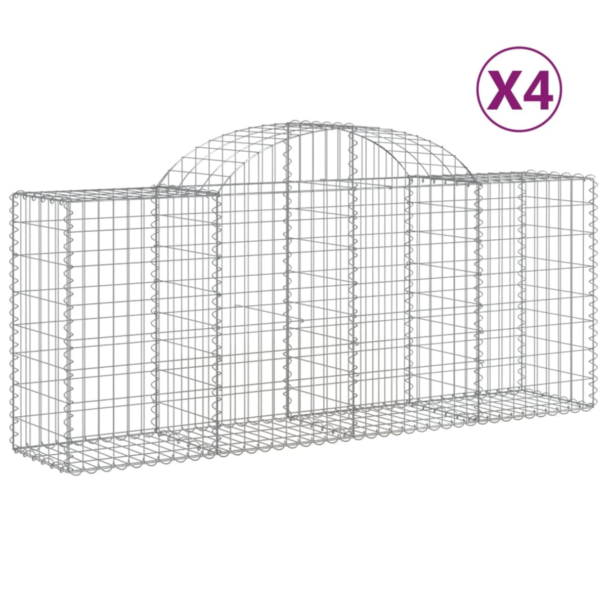 Vidaxl Arched Gabion Baskets 4 Pcs 78.7'X19.7'X31.5'/39.4' Galvanized Iron