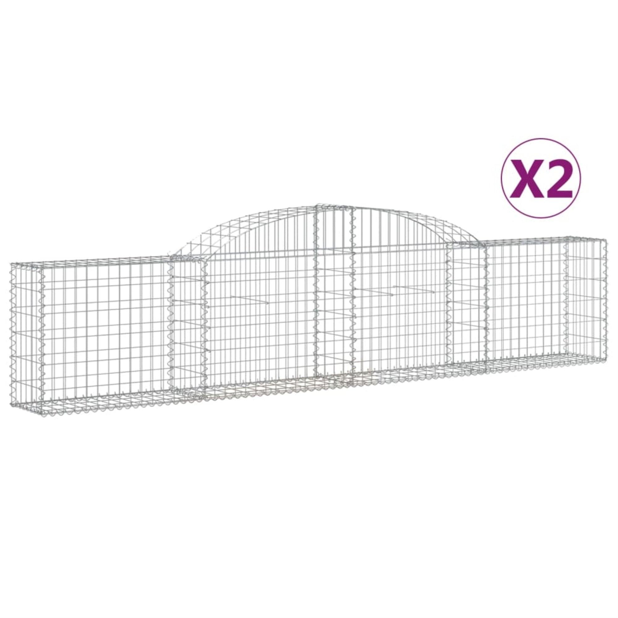 Vidaxl Arched Gabion Baskets 2 Pcs 118.1'X11.8'X23.6'/31.5' Galvanized Iron