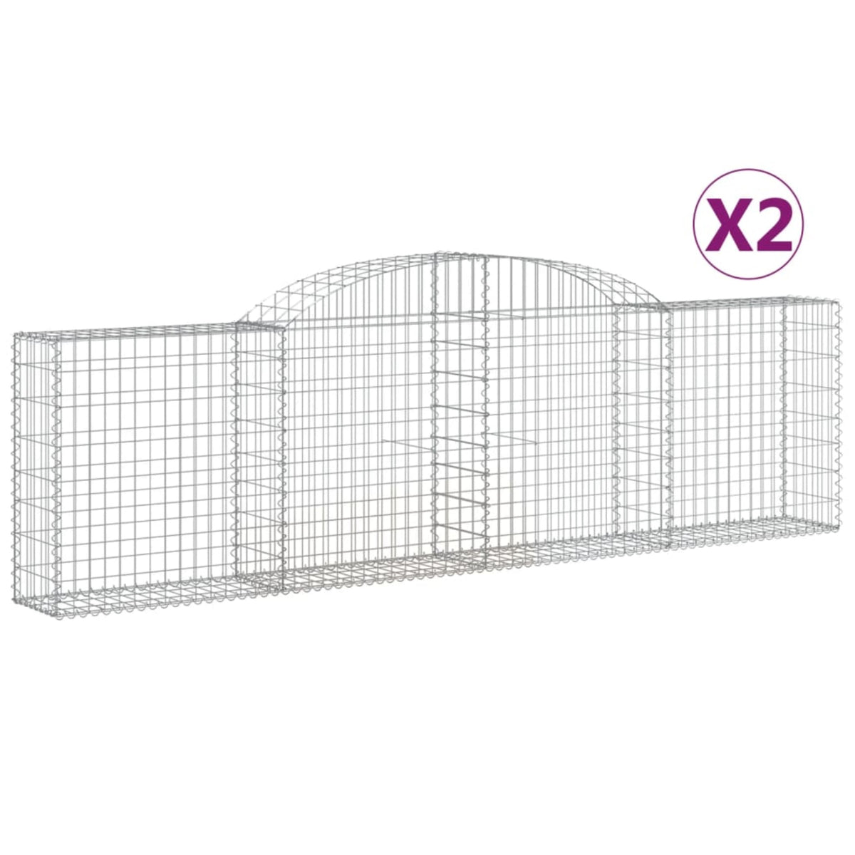 Vidaxl Arched Gabion Baskets 2 Pcs 118.1'X11.8'X31.5'/39.4' Galvanized Iron