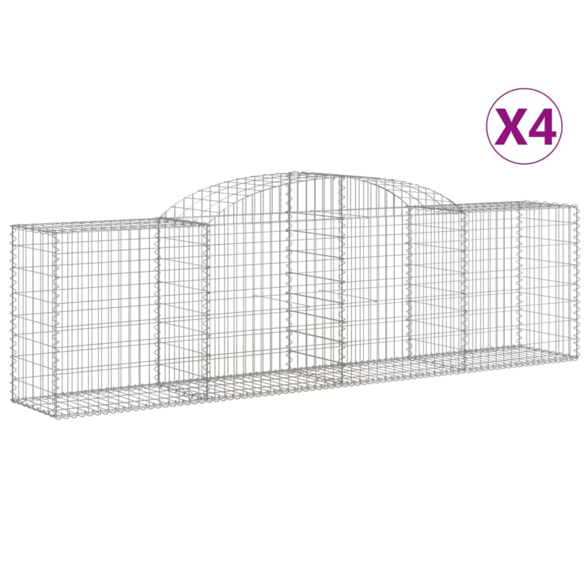 Vidaxl Arched Gabion Baskets 4 Pcs 118.1'X19.7'X31.5'/39.4' Galvanized Iron