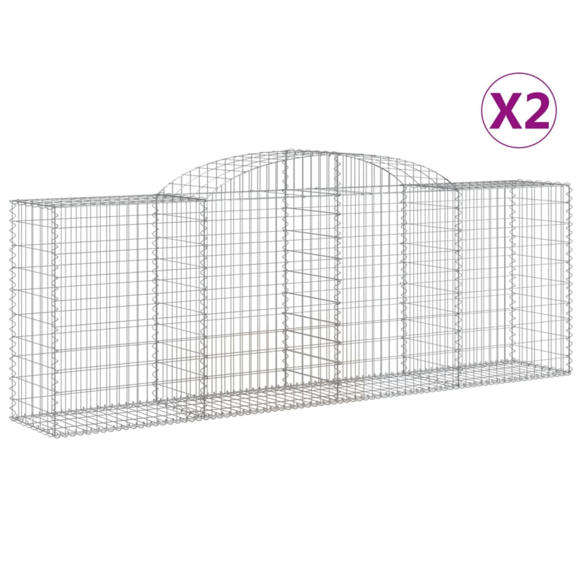 Vidaxl Arched Gabion Baskets 2 Pcs 118.1'X19.7'X39.4'/47.2' Galvanized Iron