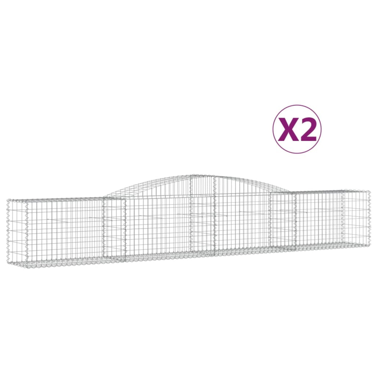 Vidaxl Arched Gabion Baskets 2 Pcs 157.5'X19.7'X23.6'/31.5' Galvanized Iron