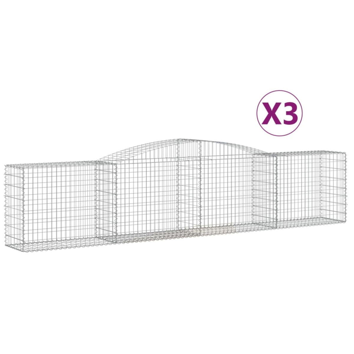 Vidaxl Arched Gabion Baskets 3 Pcs 157.5'X19.7'X31.5'/39.4' Galvanized Iron