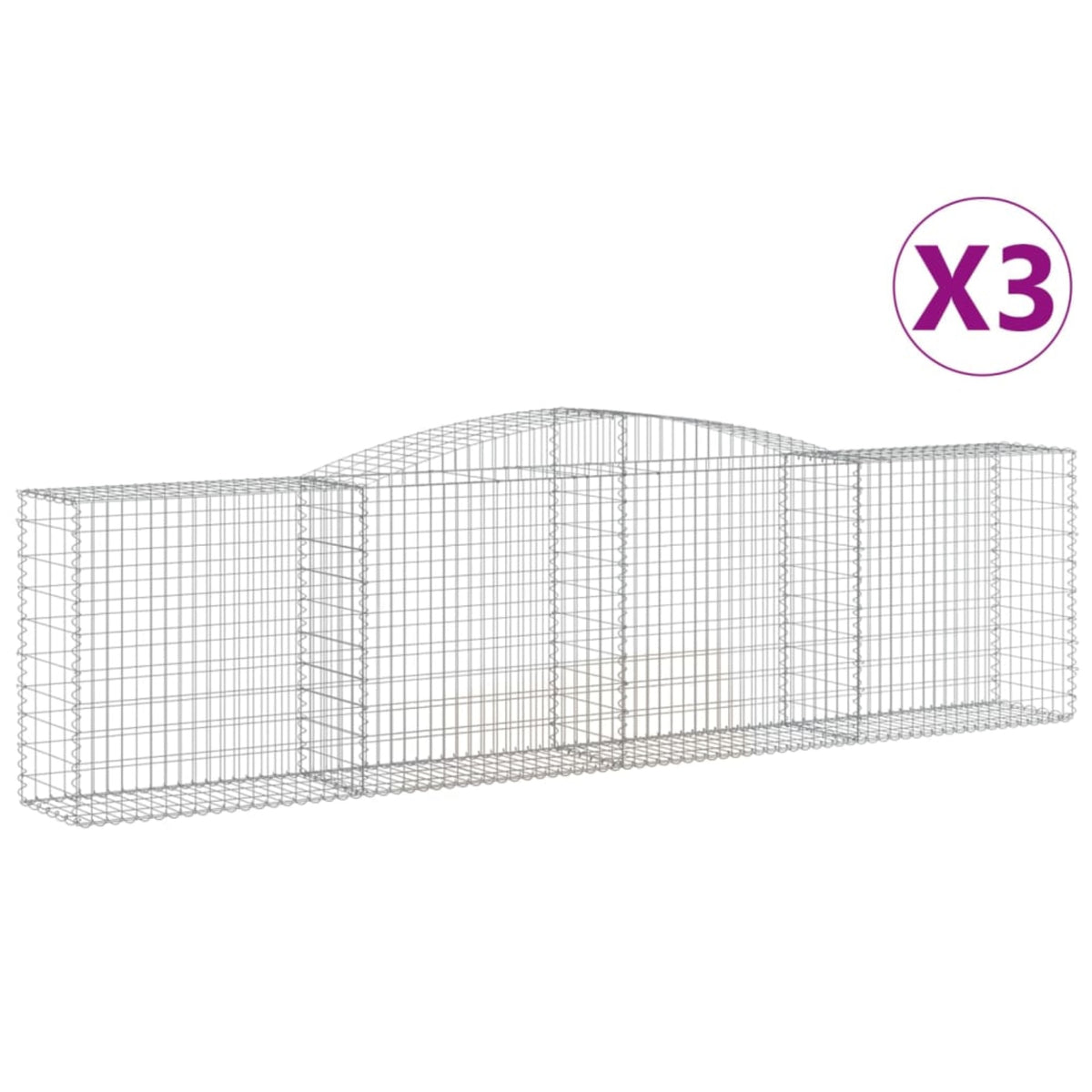 Vidaxl Arched Gabion Baskets 3 Pcs 157.5'X19.7'X39.4'/47.2' Galvanized Iron