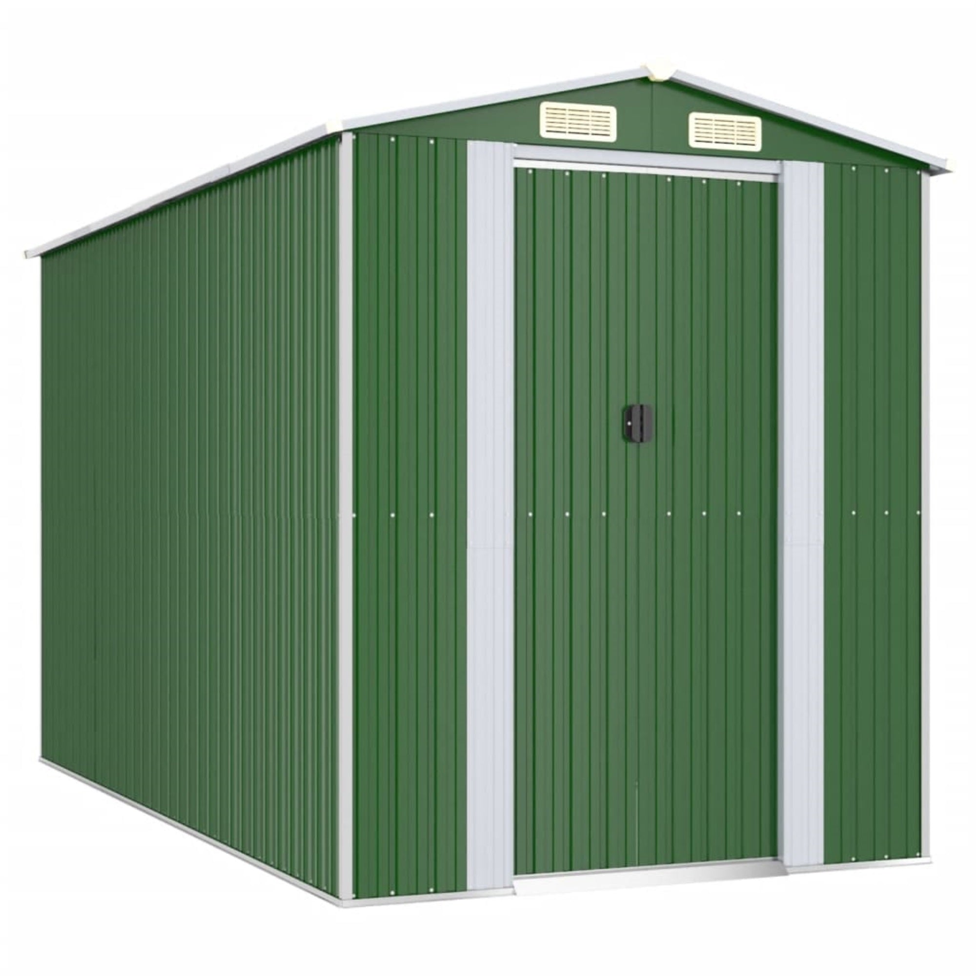 Vidaxl Garden Shed Green 75.6'X140.6'X87.8' Galvanized Steel
