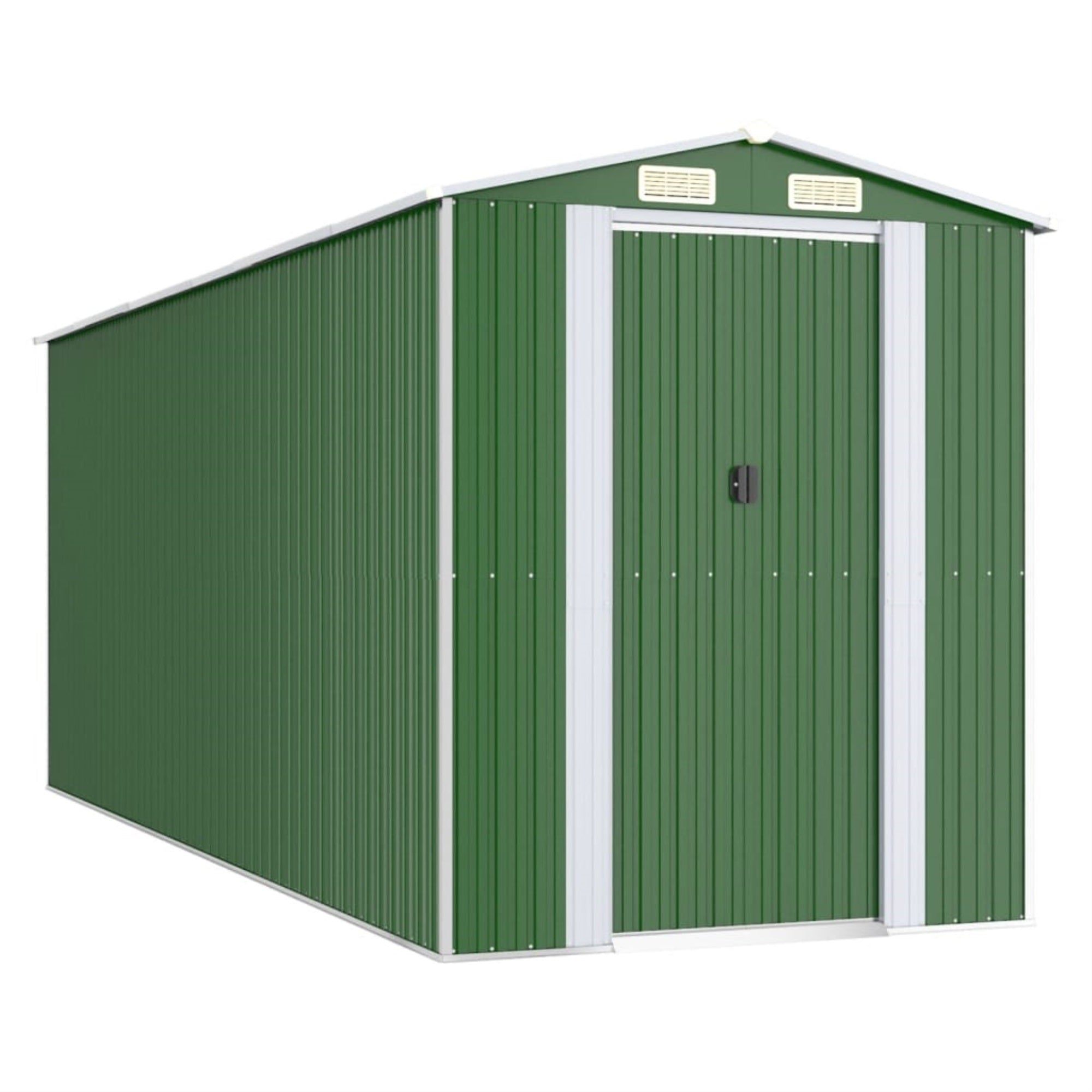 Vidaxl Garden Shed Green 75.6'X205.9'X87.8' Galvanized Steel