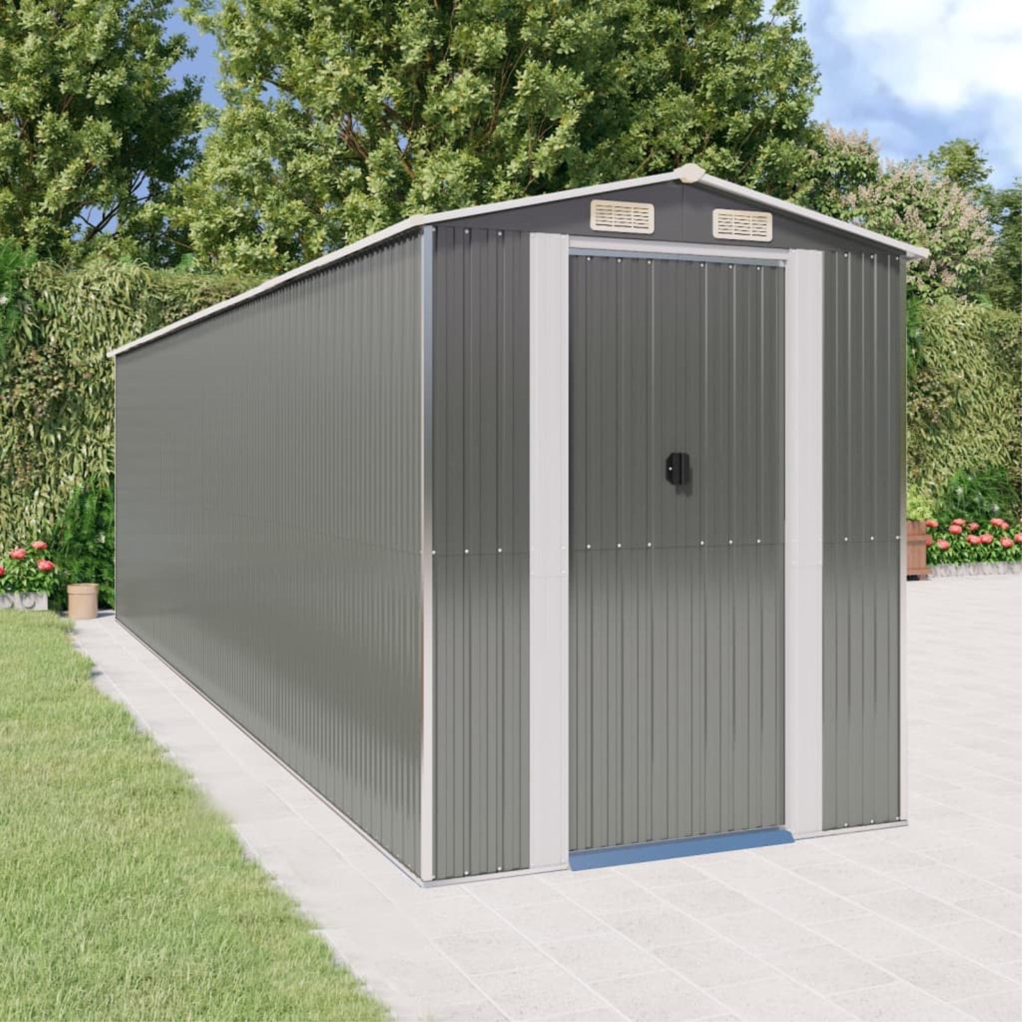 Vidaxl Garden Shed Light Gray 75.6'X271.3'X87.8' Galvanized Steel