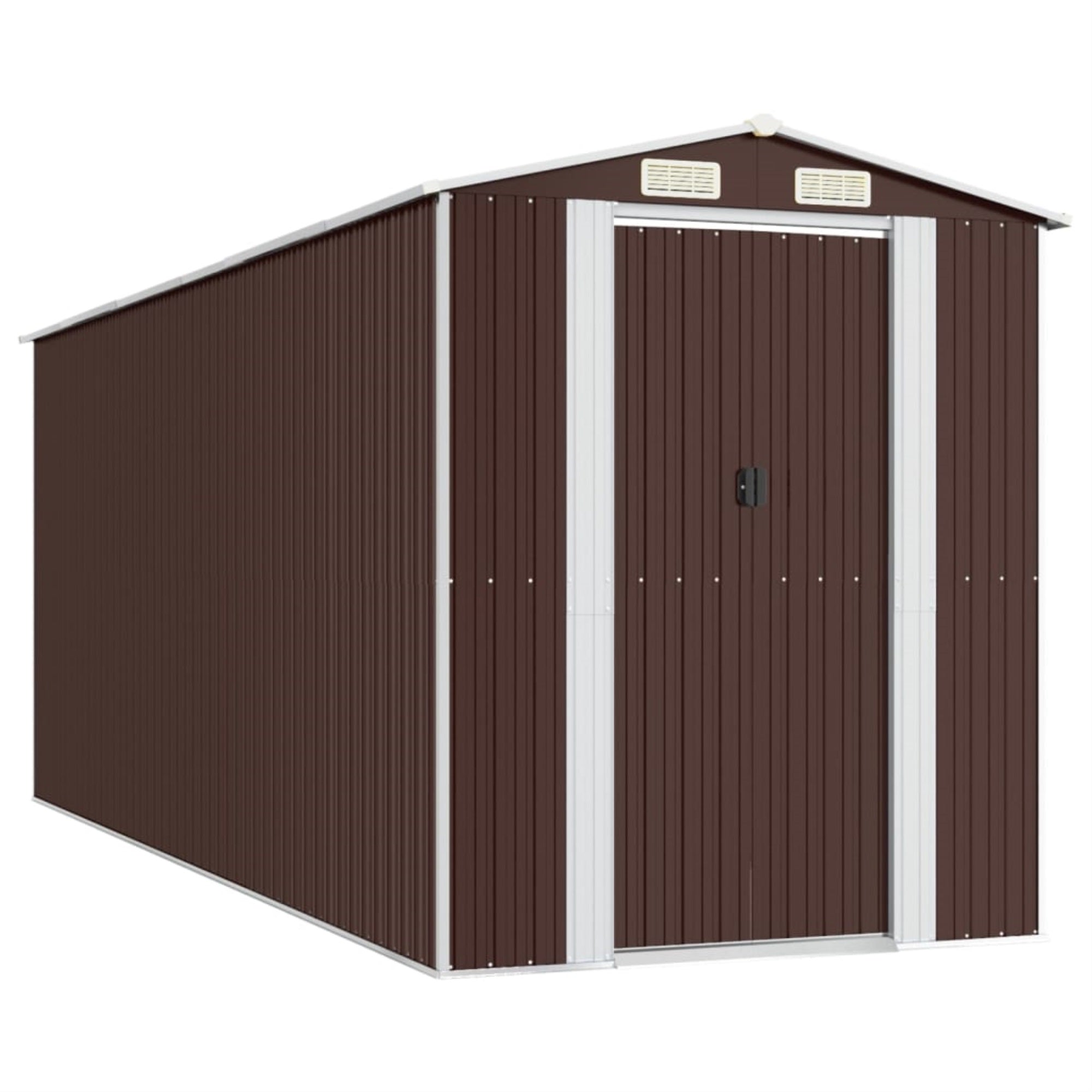Vidaxl Garden Shed Dark Brown 75.6'X205.9'X87.8' Galvanized Steel