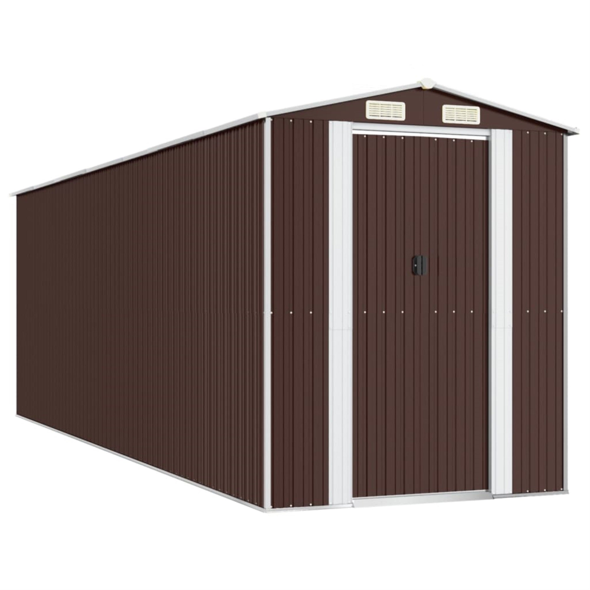 Vidaxl Garden Shed Dark Brown 75.6'X238.6'X87.8' Galvanized Steel