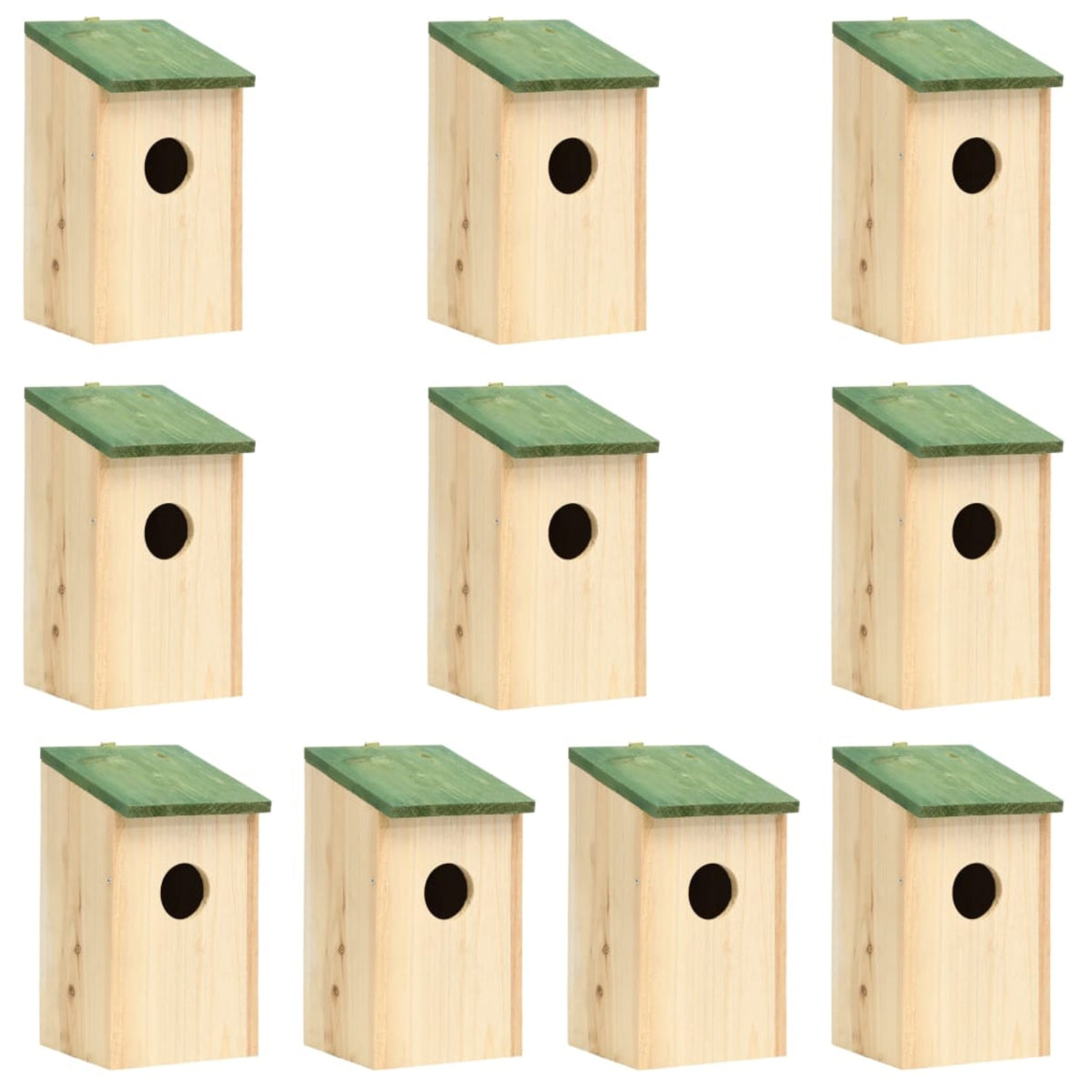 Vidaxl Bird Houses 10 Pcs Solid Firwood 4.7'X4.7'X8.7'