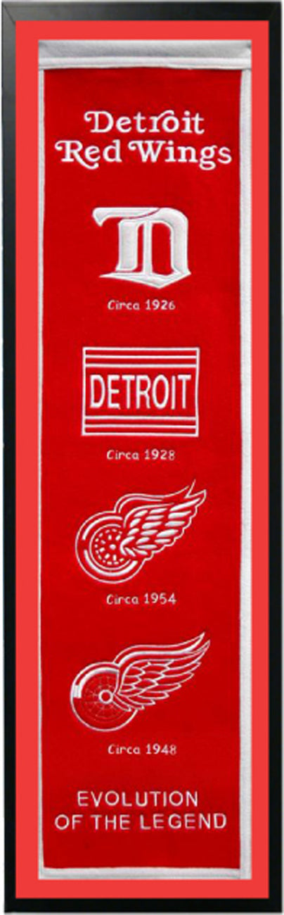 Detroit Red Wings Logo History Felt Banner 14 X 37