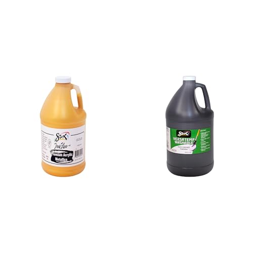 Casafoyer Versatemp Premium Acrylic Metallic Gold & Washable Tempera Black Combo Kit for Art Projects