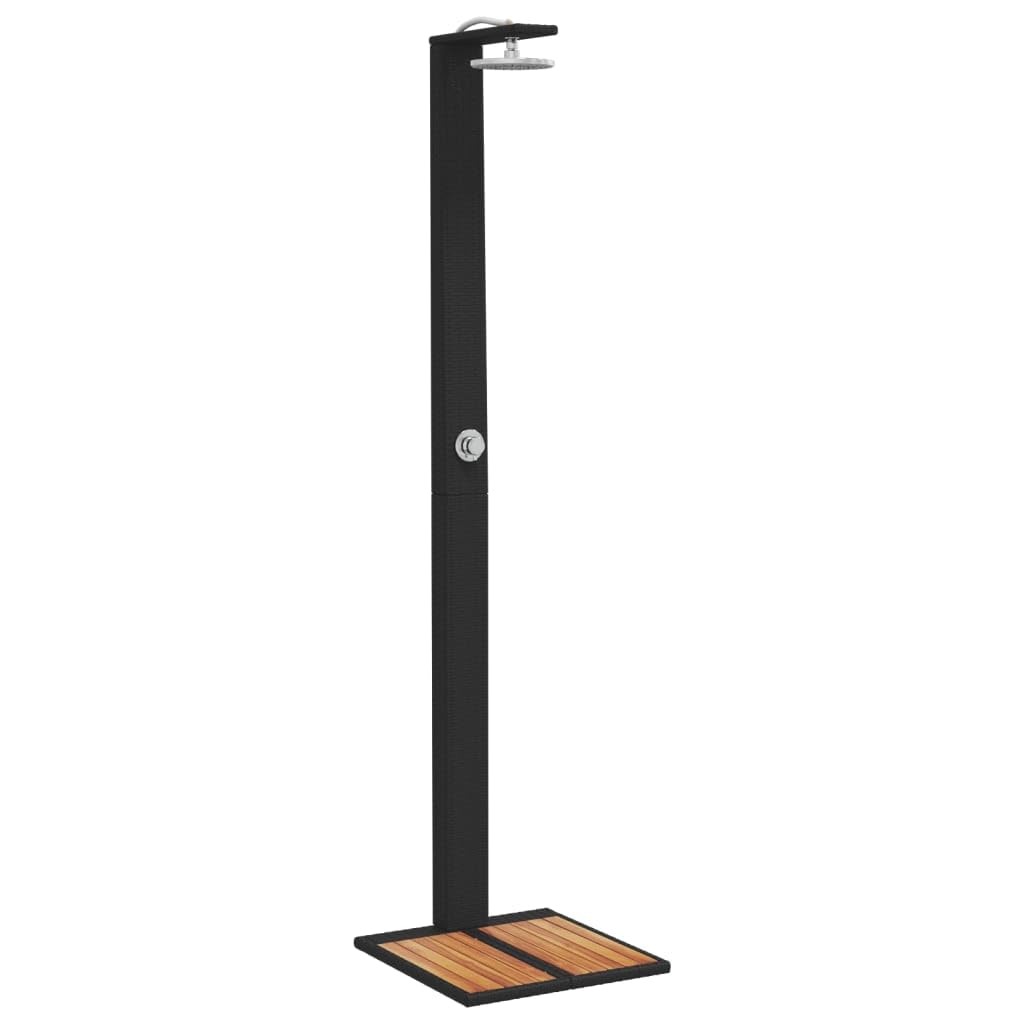 vidaXL Outdoor Shower Black 19.7x21.7"x88.2" Poly Rattan and Acacia Wood"