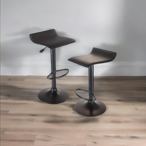 Casafoyer Adjustable Swivel Stools | Set of 2 | Black PVC Seat | Metal Base