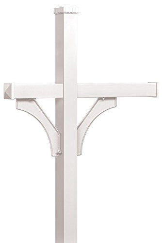 Deluxe Mailbox Post - 2 Sided for (3) Mailboxes - In-Ground Mounted - White