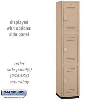 15 Wide Triple Tier Heavy Duty Plastic Locker - 1 Wide - 6 Feet High - 18 Inches Deep - Tan