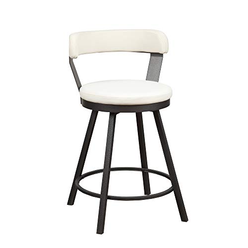 Benjara Leatherette Counter Height Chair With Metal Slanted Legs, Set Of 2, White