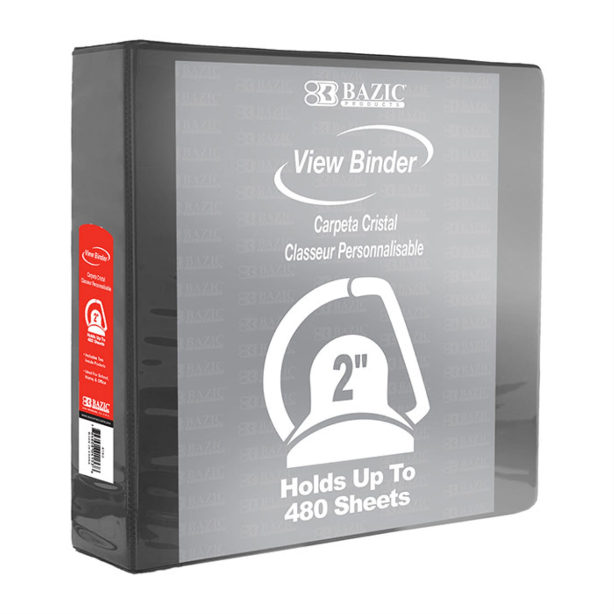 Bazic 2' Black Slant-D Ring View Binder W/ 2-Pockets