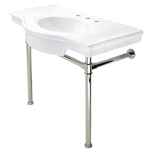 Kingston Brass Vpb1376St Templeton Console Sink, White/Polished Nickel
