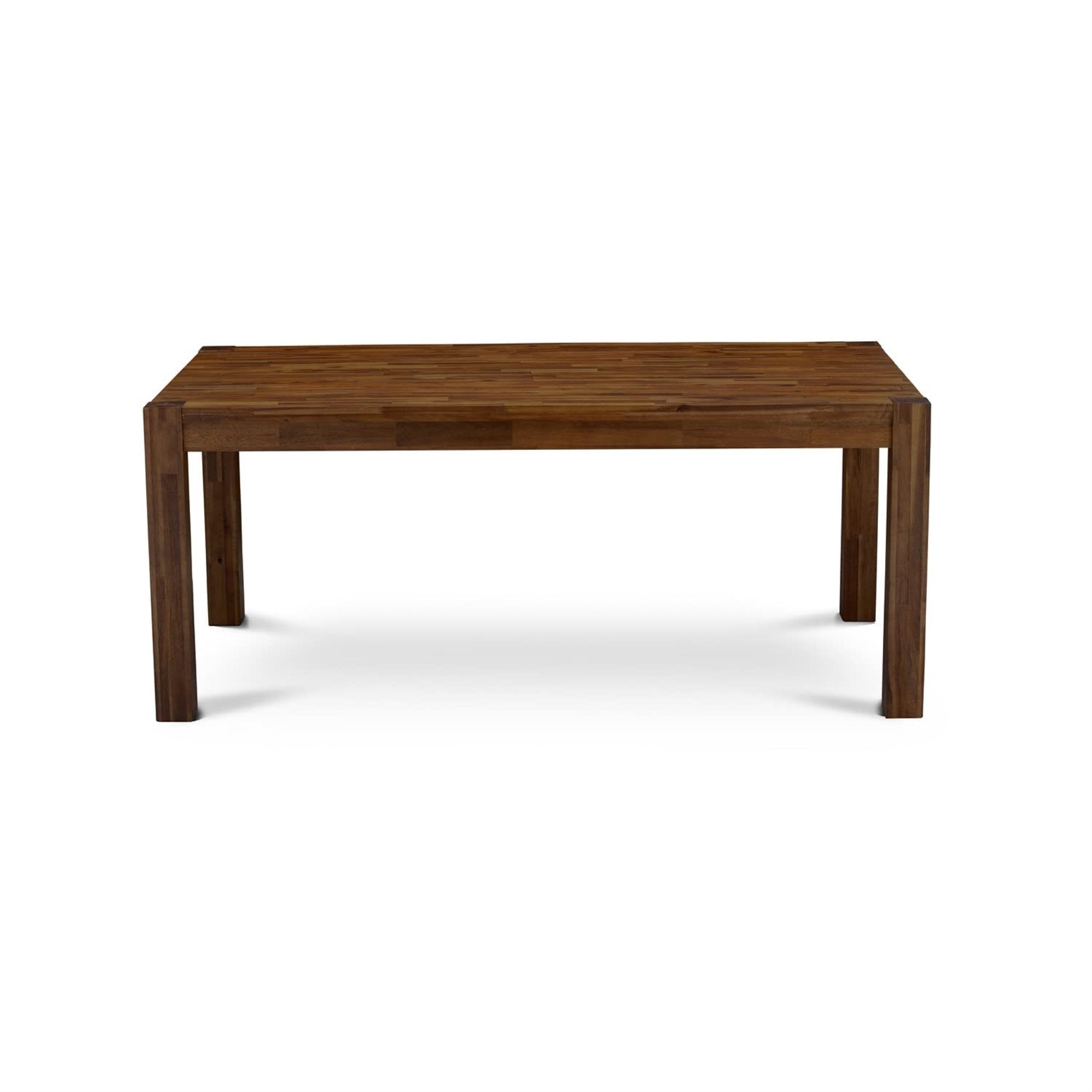 East West Furniture Lismore 7 Piece Modern Dining Set Consist of a Rectangle Rustic Wood Wooden Table and 6 Light Tan Linen Fabric Upholstered Chairs, 40x72 Inch, Antique Walnut