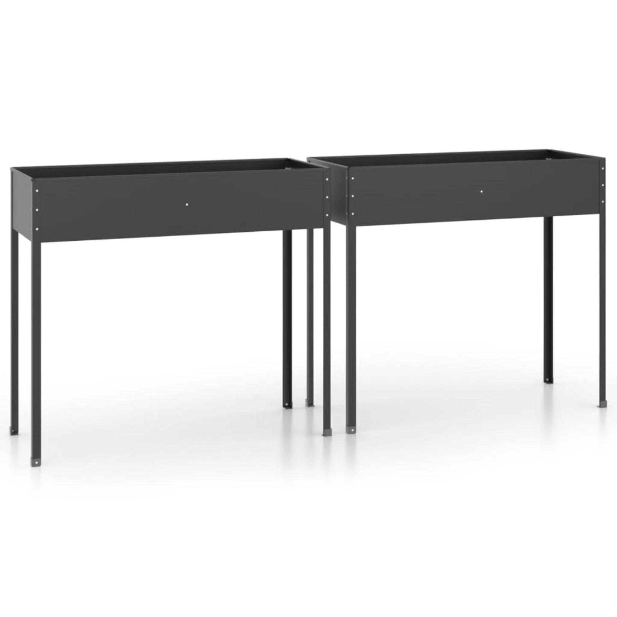 Vidaxl Garden Planters 2 Pcs Anthracite Galvanized Steel