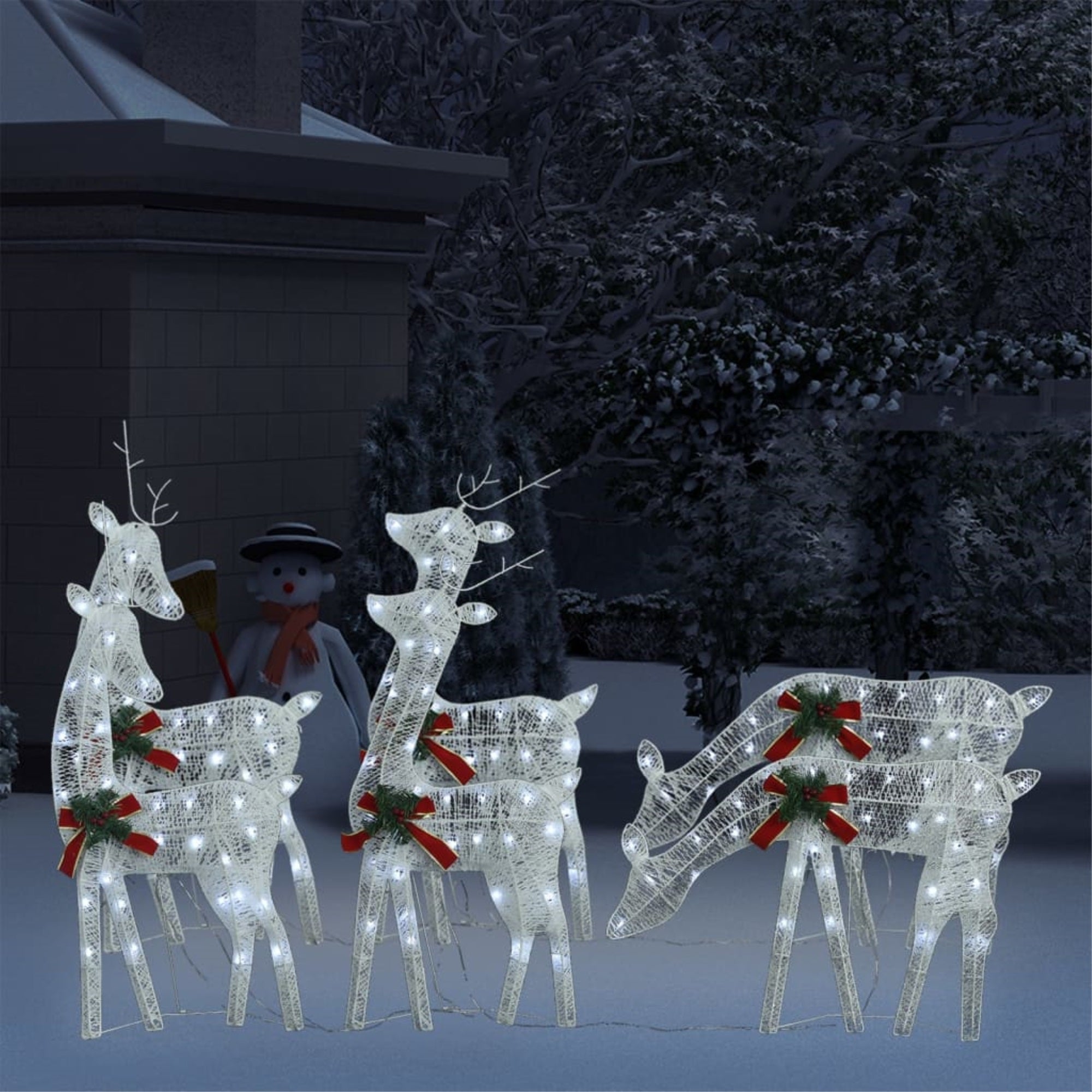 Vidaxl Christmas Reindeers 6 Pcs White Cold White Mesh