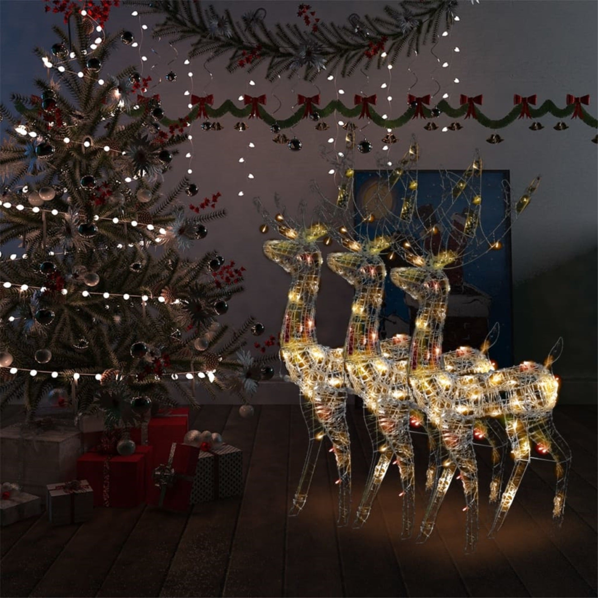 Vidaxl Acrylic Reindeer Christmas Decorations 3 Pcs 47.2' Multicolor