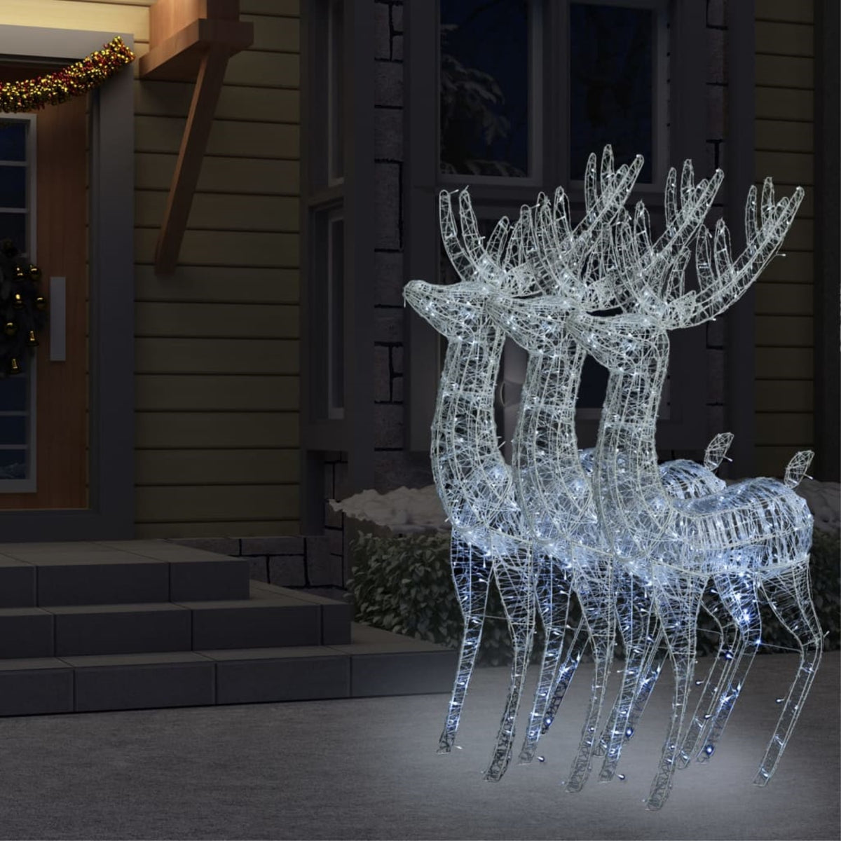 Vidaxl Xxl Acrylic Christmas Reindeers 250 Led 3 Pcs 70.9' Cold White