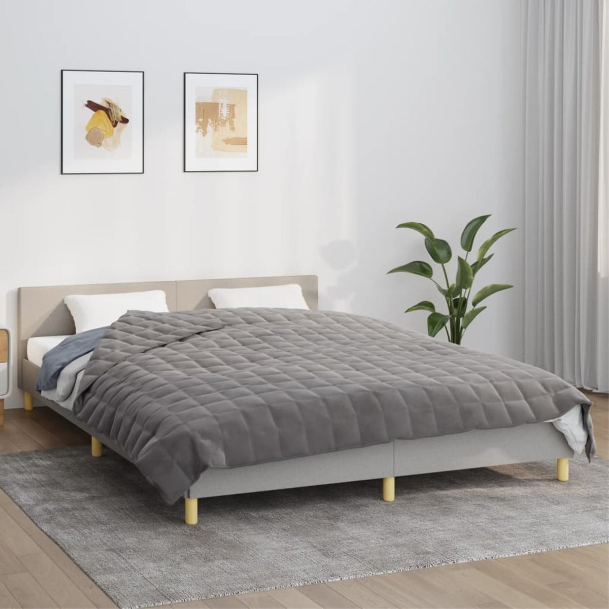 Vidaxl Weighted Blanket Gray 86.6'X94.5' 24.3 Lb Fabric