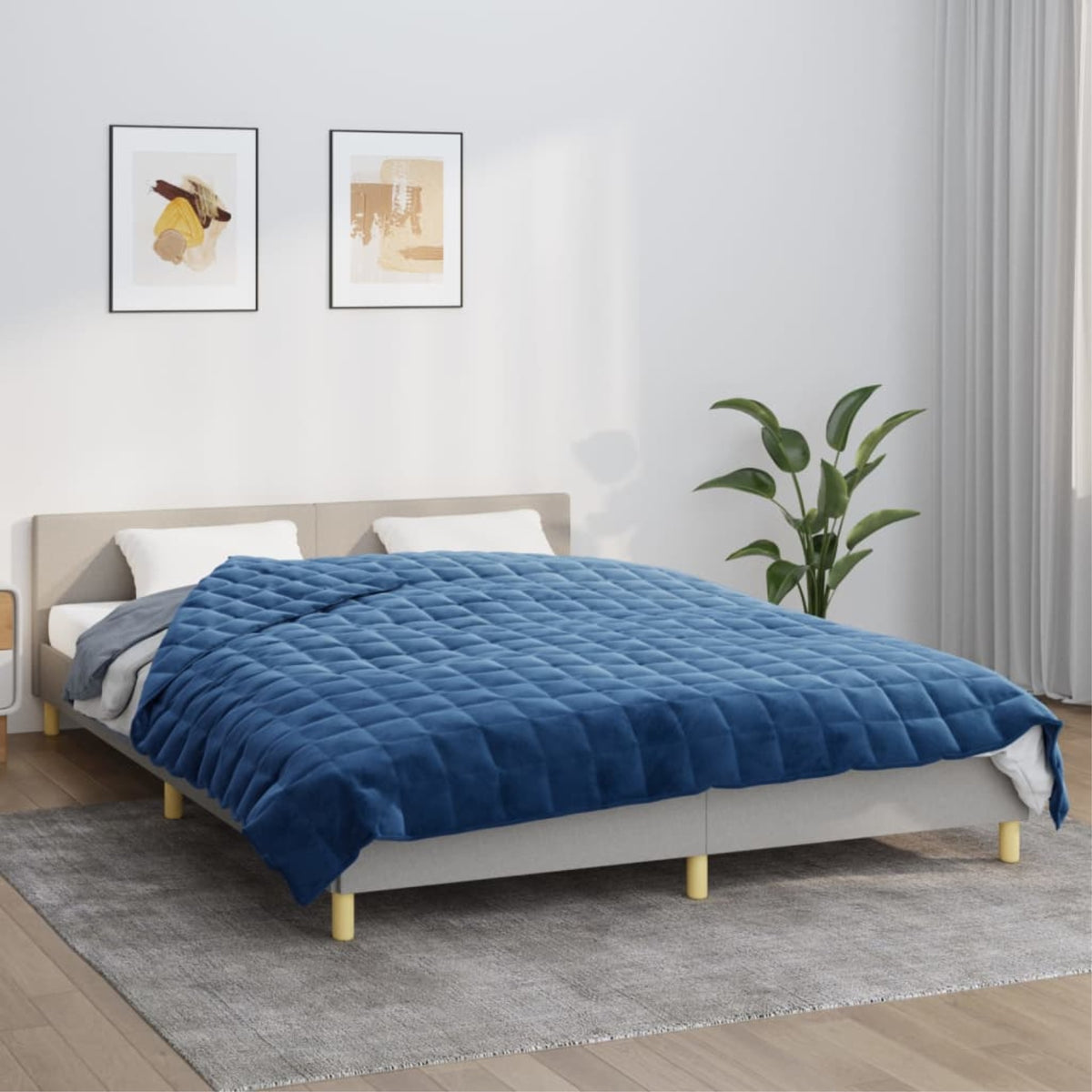Vidaxl Weighted Blanket Blue 86.6'X94.5' 33.1 Lb Fabric
