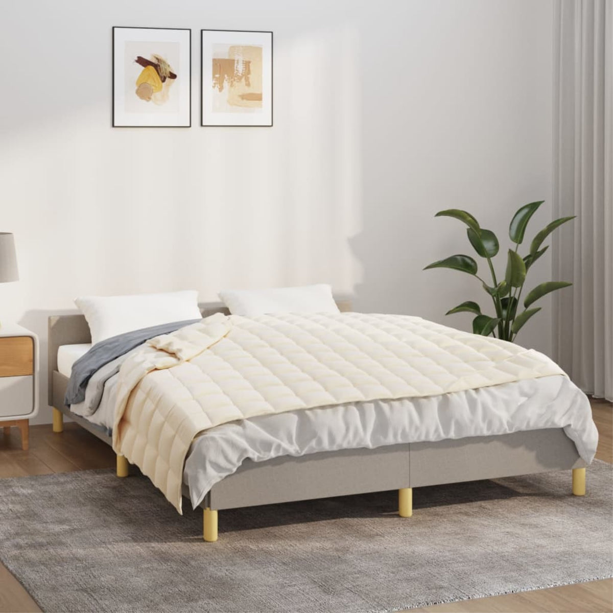 Vidaxl Weighted Blanket Light Cream 53.1'X78.7' 13.2 Lb Fabric