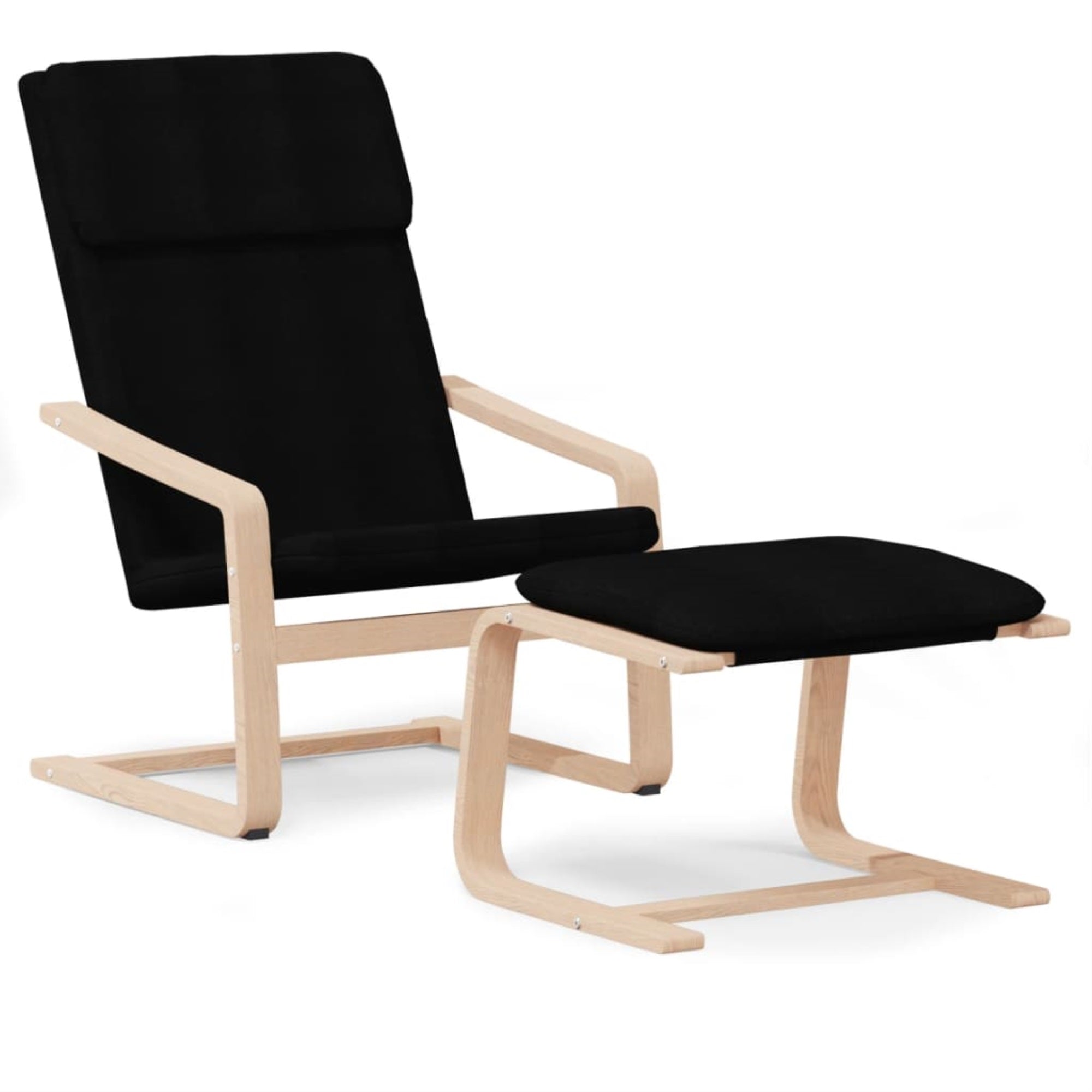 Vidaxl Relaxing Chair With Footstool Black Fabric
