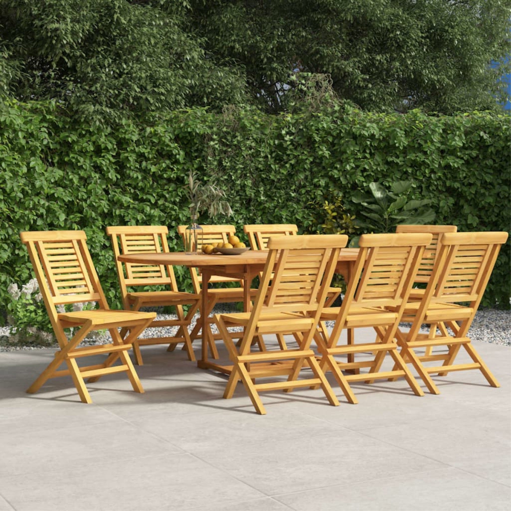 Vidaxl Folding Patio Chairs 8 Pcs 18.5'X24.8'X35.4' Solid Wood Teak