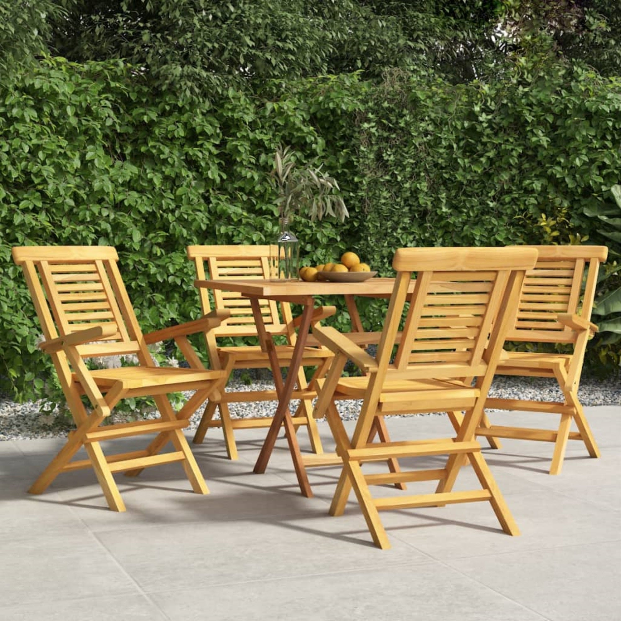 Vidaxl Folding Patio Chairs 4 Pcs 22'X24.8'X35.4' Solid Wood Teak