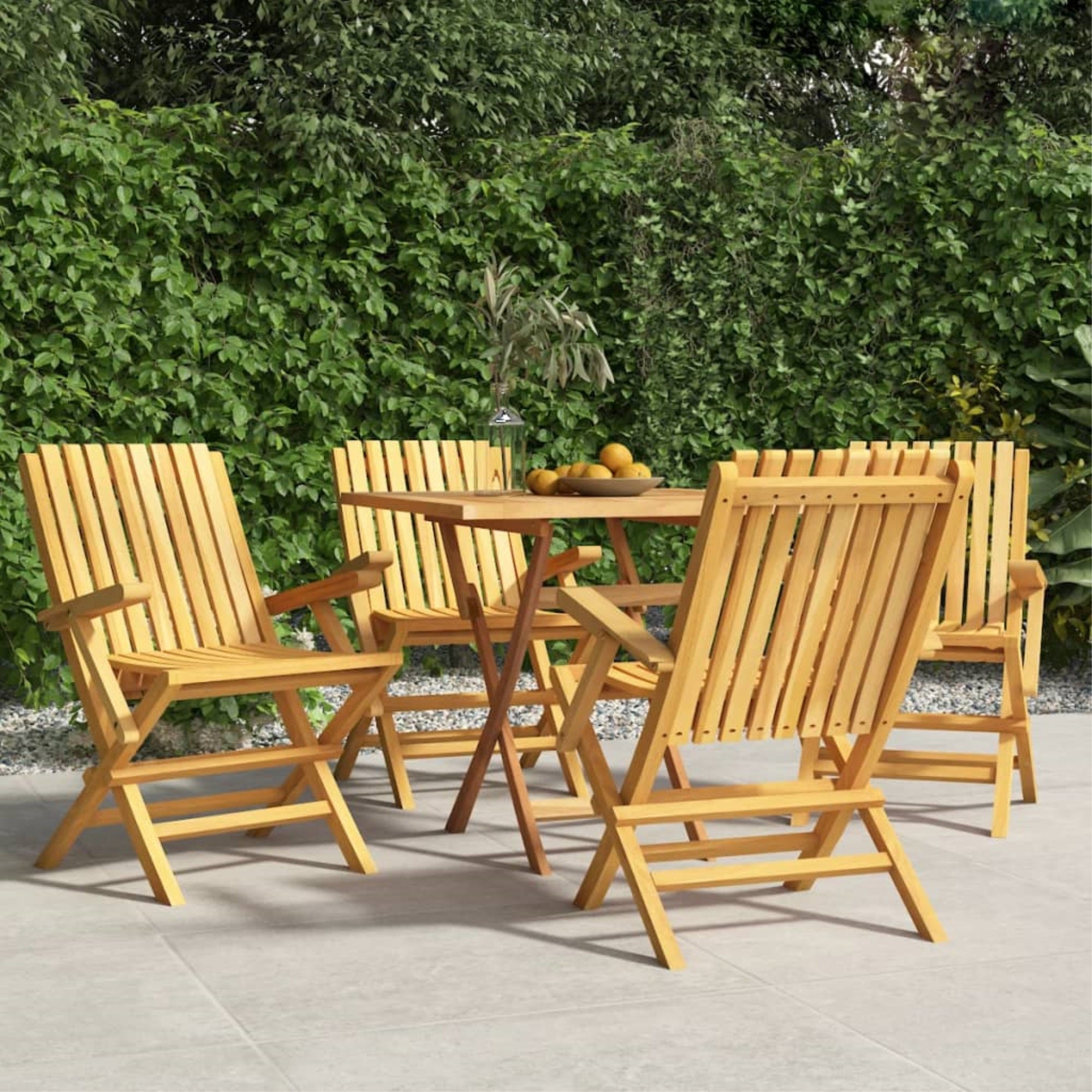 Vidaxl Folding Patio Chairs 4 Pcs 24'X26.4'X35.4' Solid Wood Teak