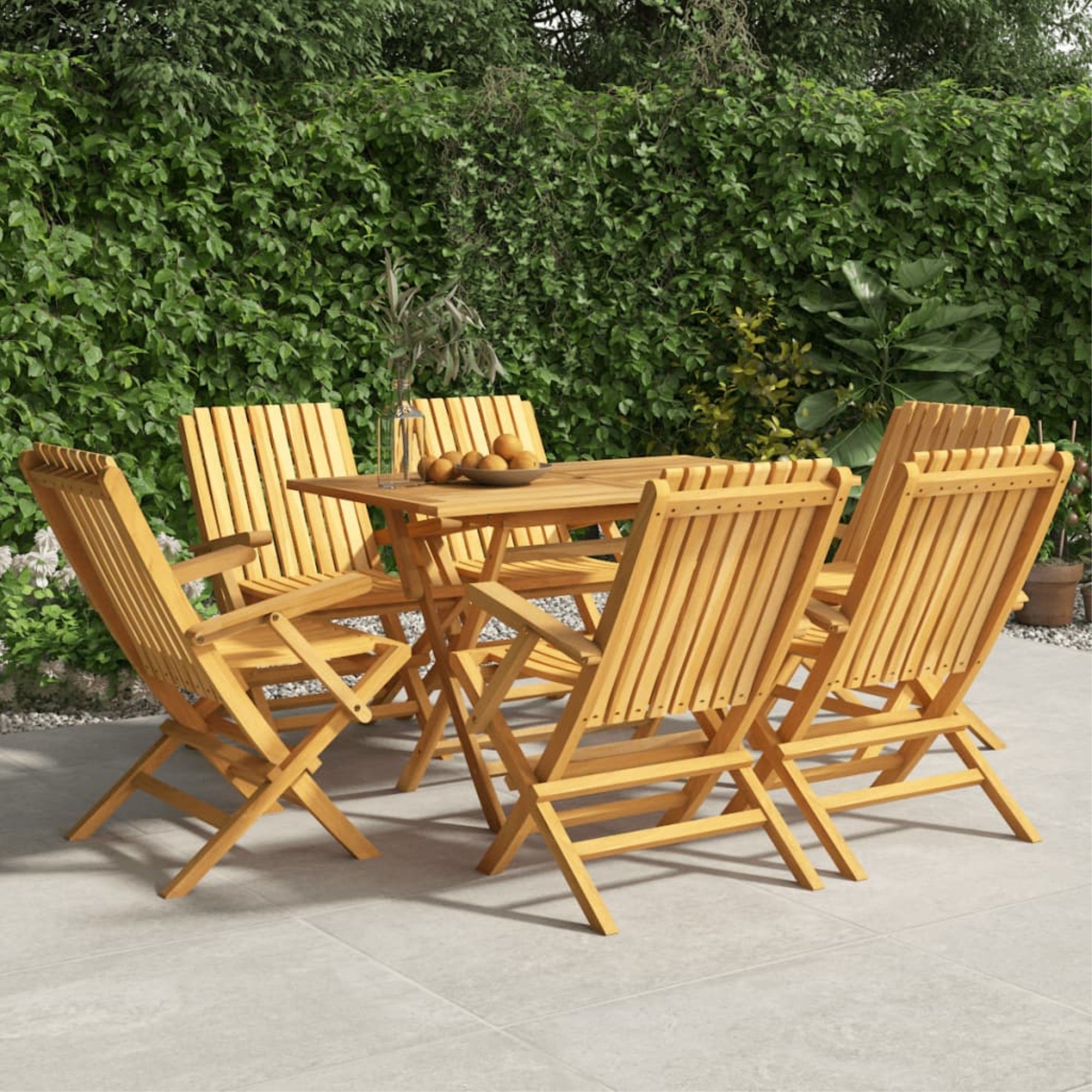Vidaxl Folding Patio Chairs 6 Pcs 24'X26.4'X35.4' Solid Wood Teak