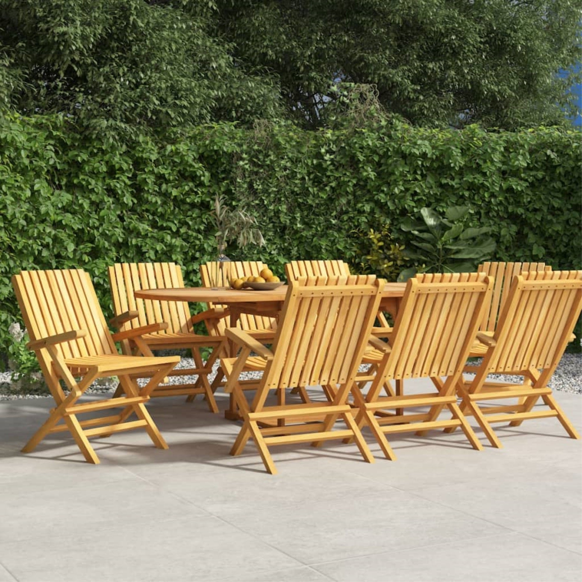 Vidaxl Folding Patio Chairs 8 Pcs 24'X26.4'X35.4' Solid Wood Teak
