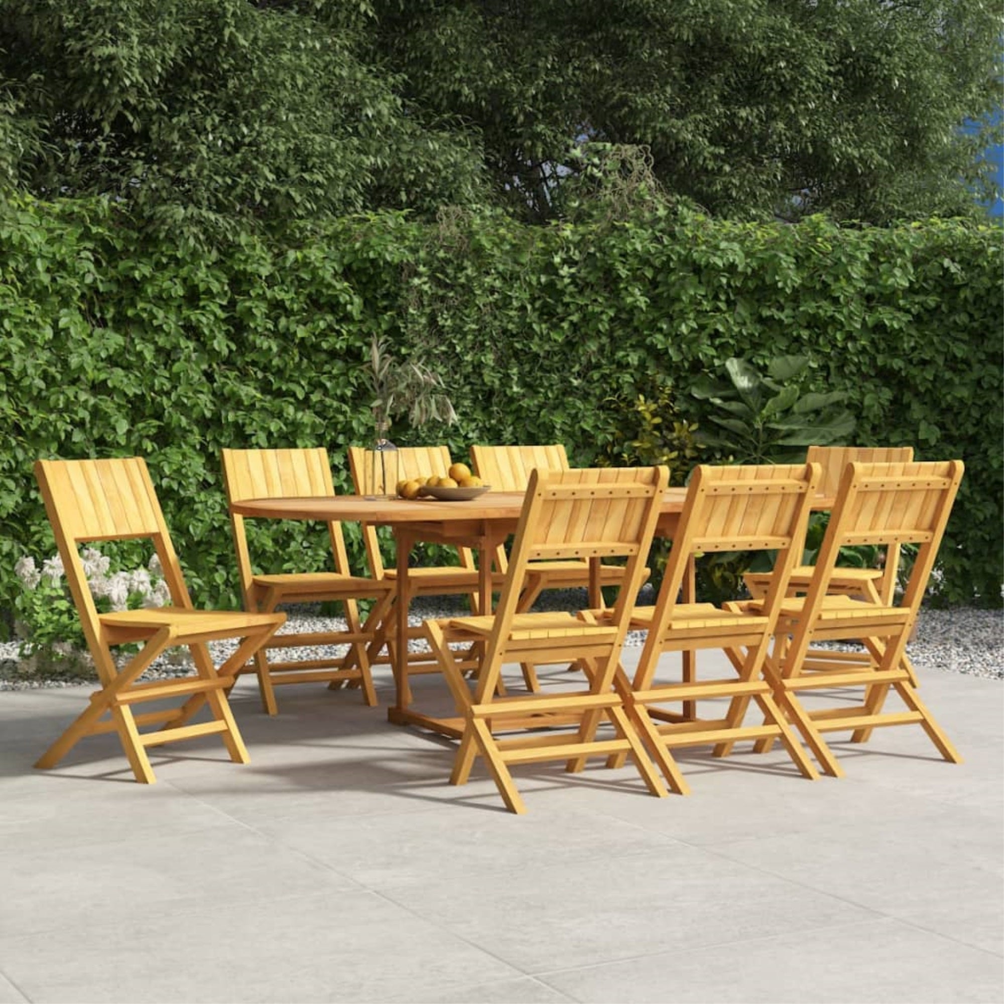 Vidaxl Folding Patio Chairs 8 Pcs 18.5'X24'X35.4' Solid Wood Teak
