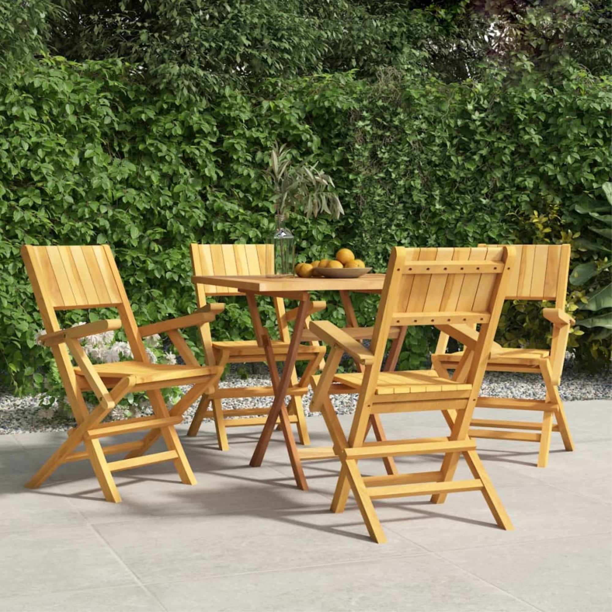 Vidaxl Folding Patio Chairs 4 Pcs 21.7'X24'X35.4' Solid Wood Teak