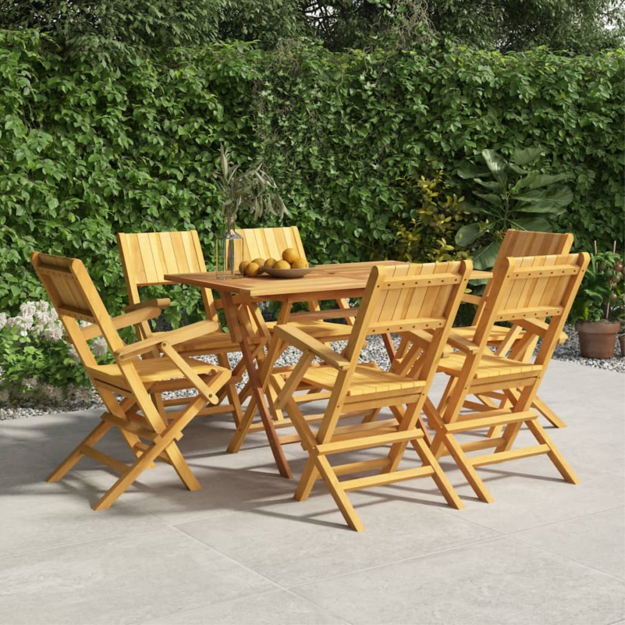 Vidaxl Folding Patio Chairs 6 Pcs 21.7'X24'X35.4' Solid Wood Teak