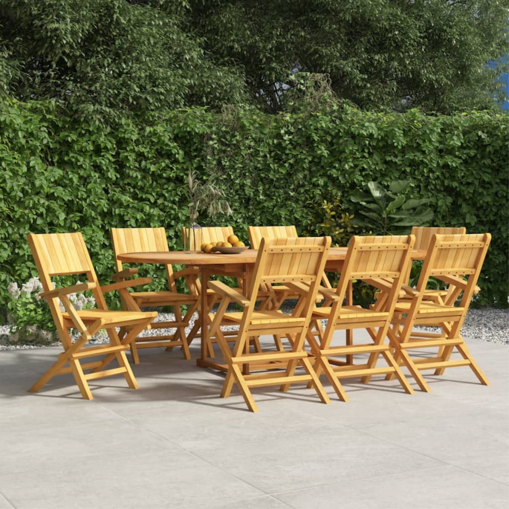 Vidaxl Folding Patio Chairs 8 Pcs 21.7'X24'X35.4' Solid Wood Teak