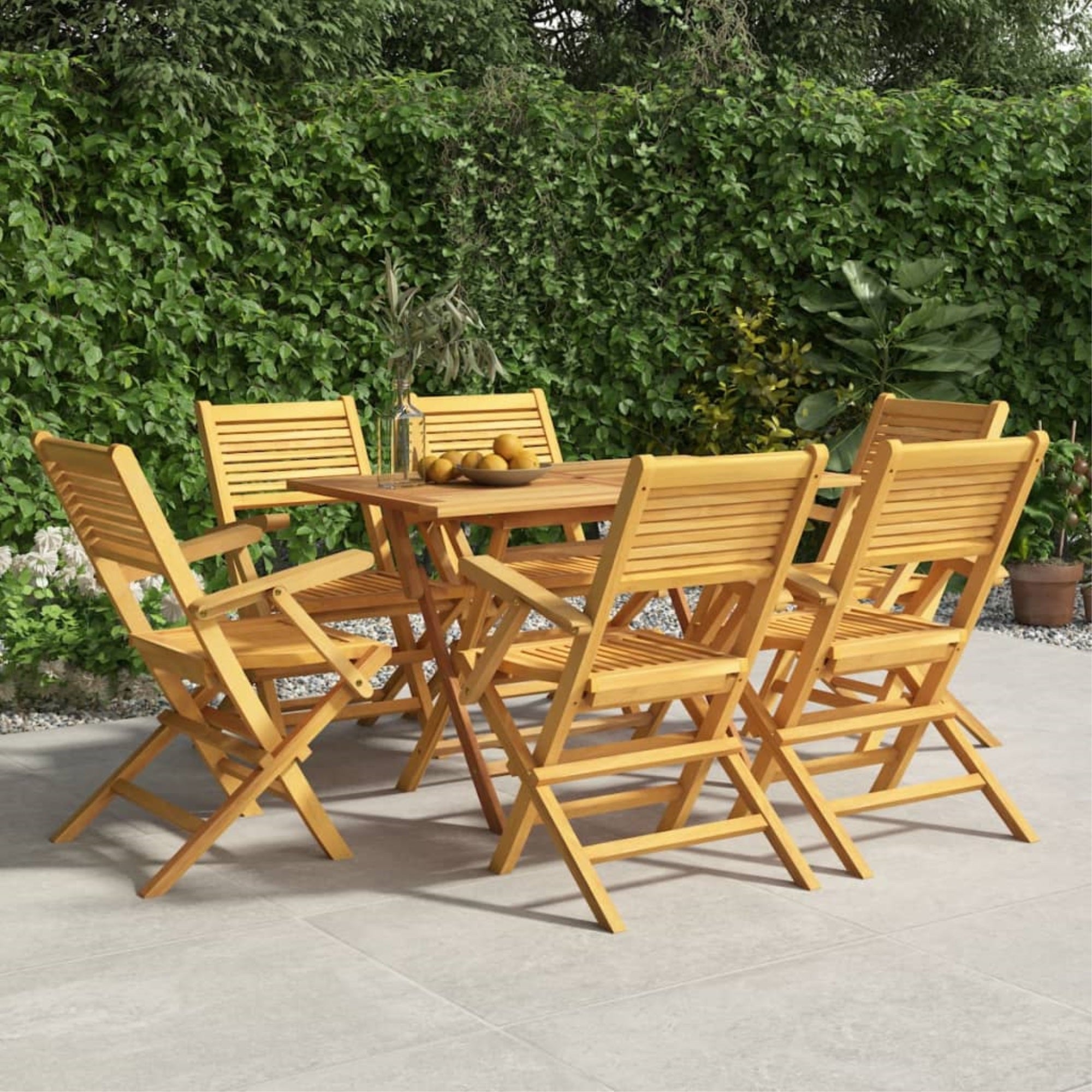 Vidaxl Folding Patio Chairs 6 Pcs 21.7'X24.4'X35.4' Solid Wood Teak