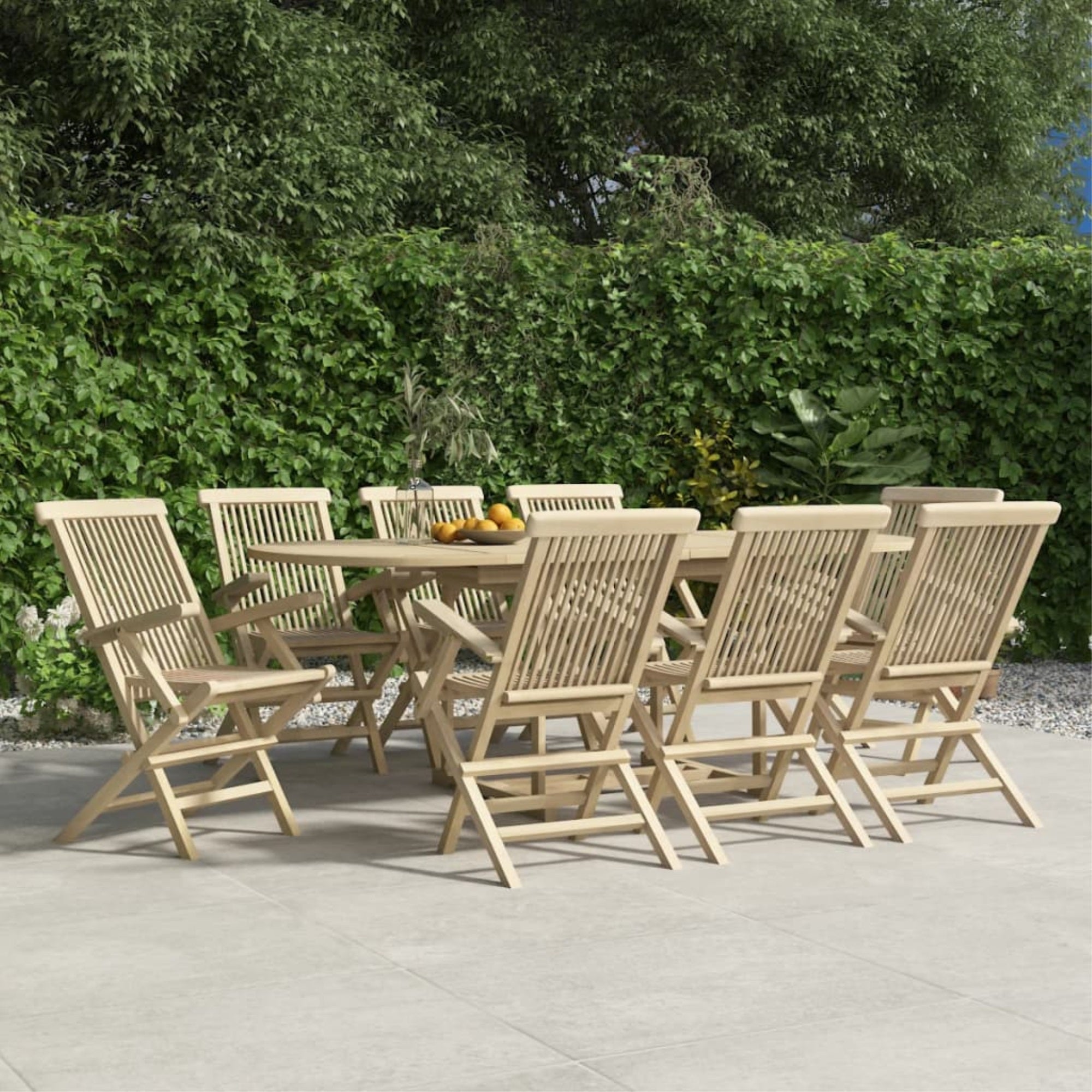 Vidaxl Folding Patio Chairs 8 Pcs Gray 22X24X35 Solid Wood Teak