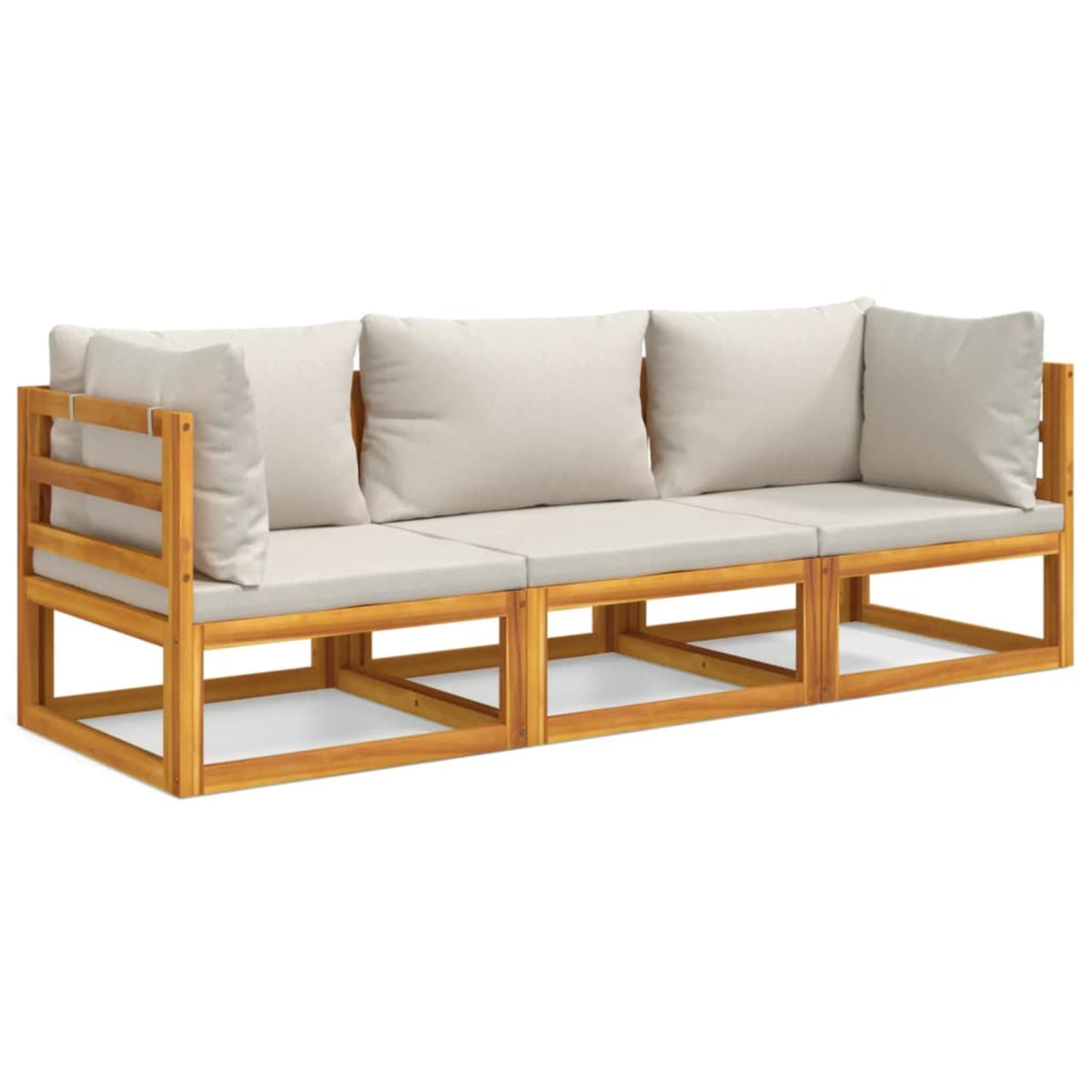 Vidaxl 3 Piece Patio Lounge Set With Light Gray Cushions Solid Wood