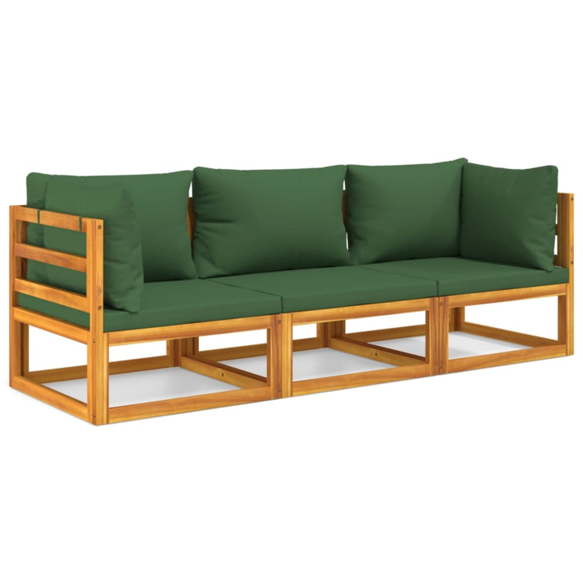 Vidaxl 3 Piece Patio Lounge Set With Green Cushions Solid Wood