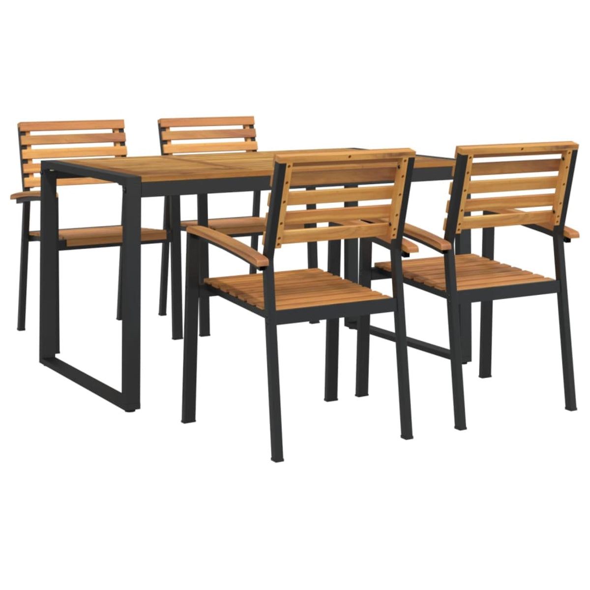 Vidaxl 5 Piece Patio Dining Set Solid Wood Acacia And Metal