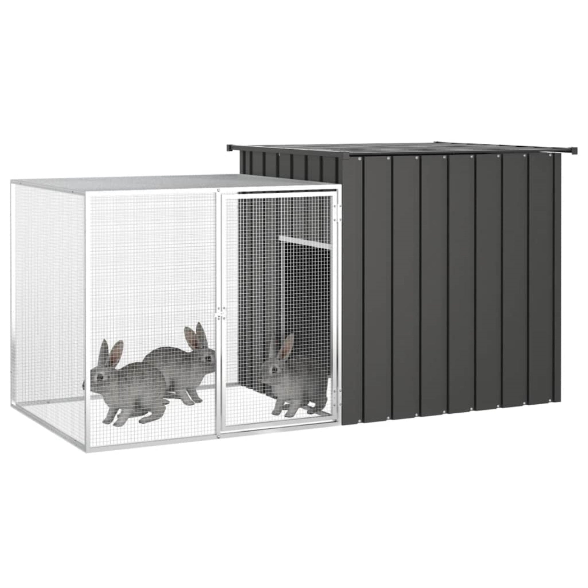 Vidaxl Rabbit Cage Anthracite 78.7'X35.8'X39.4' Galvanized Steel