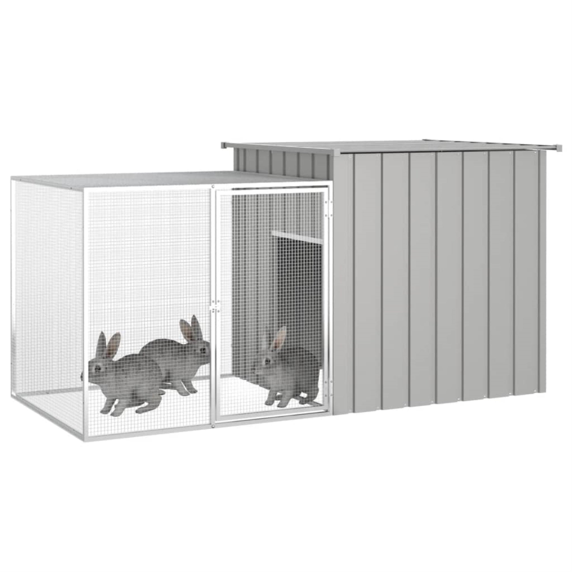 Vidaxl Rabbit Cage Gray 78.7'X35.8'X39.4' Galvanized Steel