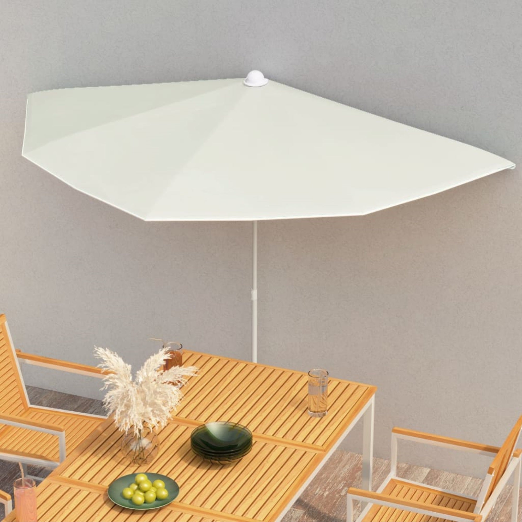 Vidaxl Garden Half Parasol With Pole 70.9'X35.4' Sand