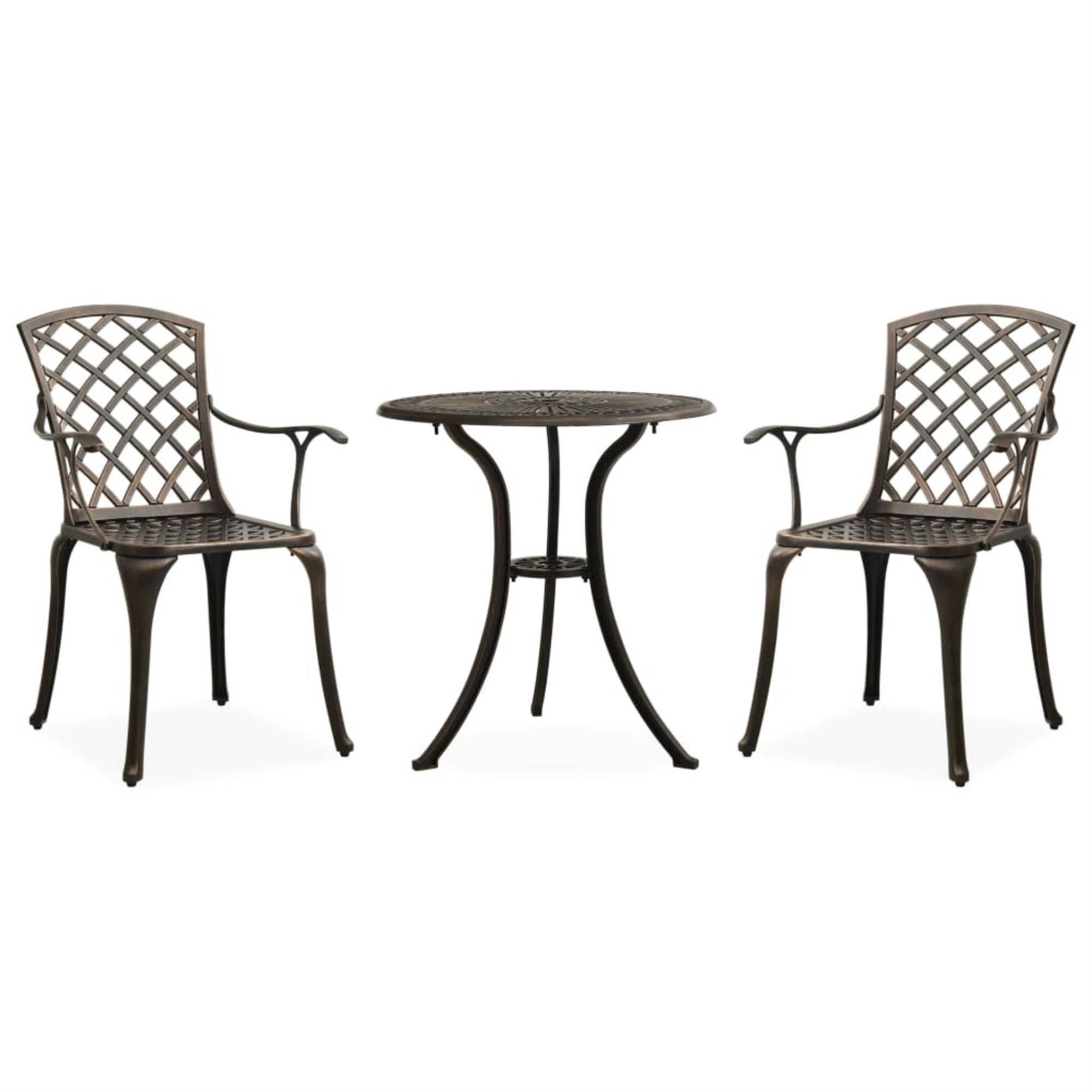 Vidaxl 3 Piece Bistro Set Cast Aluminum Bronze